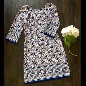 AB studio patterned 3/4 sleeve shift dress